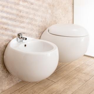 00000341 Sanitari Sospesi Wind design in Ceramica Wc con copri vaso+Bidet