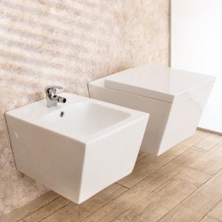 00000365  Sanitari Bagno Sospesi Square di Design WC con Tavoletta e Bidet