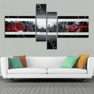 Quadro Moderno Dipinto a Mano su Tela Astratto a 4 Pannelli N39 Quadro Moderno Dipinto a Mano su Tela Astratto a 4 Pannelli N39